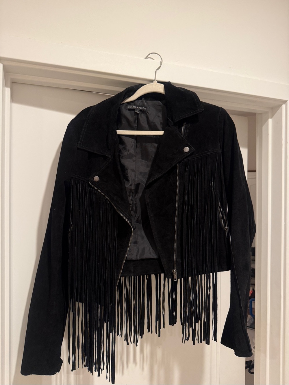 Wasson Black Suede Fringe Moto Jacket